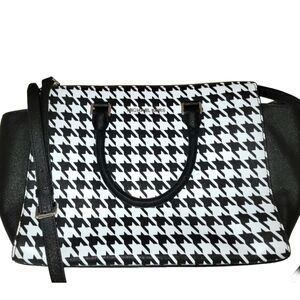 Michael Kors Selma Large  Black and White Saffiano Leather Houndstooth Bag